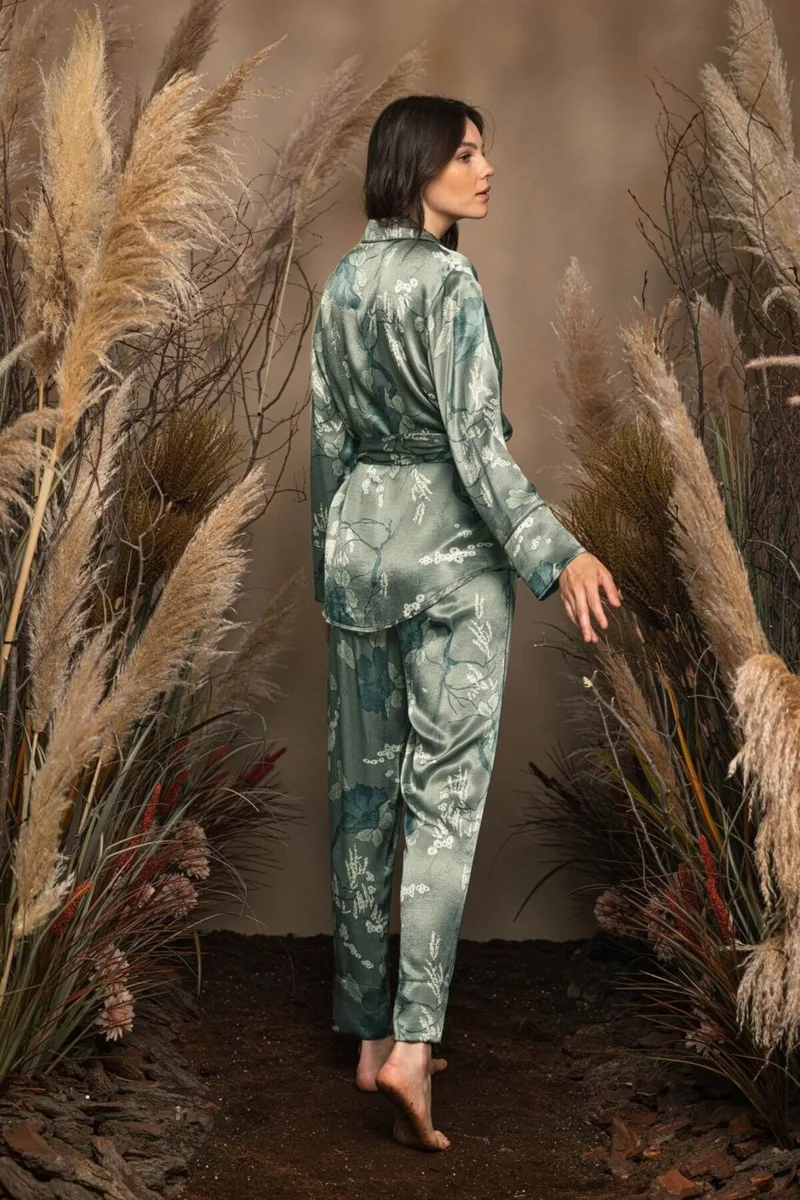 Monamise 20101 Women's Green Long Sleeve Pajama Set