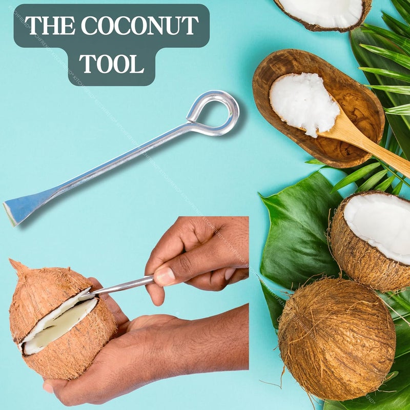 KITCHFREND KITCHFREND Coconut Grater Stainless Steel Rod Coconut White Remover from Sheel Coconut Graters for Kitchen Rust Free Heavy Stainless Steel Rod Kitchen Accessories Items Coconut Grater 2 Nos  - Image 2