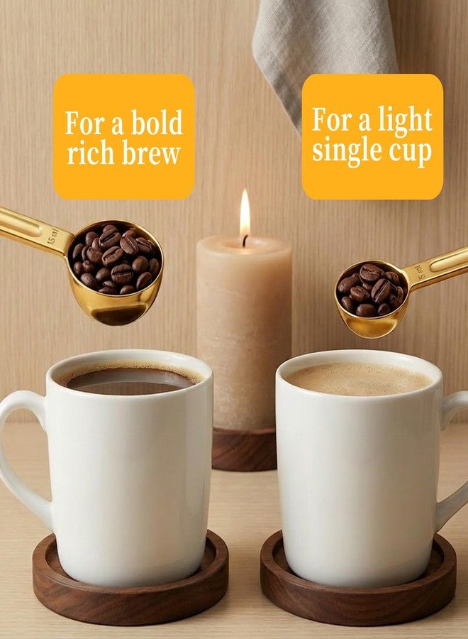 LUSTRIB Double Sided Teaspoon Measuring Spoons, Stainless Steel 1 Tsp (5ml) & 1 Tbsp (15ml) Long-Handle Tablespoon Scoop, Space-Saving Gold Coffee Measuring Spoon for Coffee Milk Cooking Baking (8.64 Inch) - Image 5