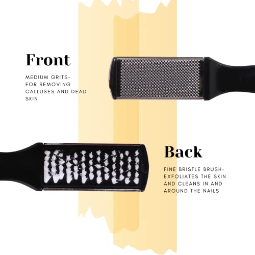 TRITON 2 in 1 Foot Scraper for Pedicure with Detachable Steel Plate n Cleaning Brush Foot Filer Scrubber for Dead Skin Removing Callus Remover, Black - Image 2