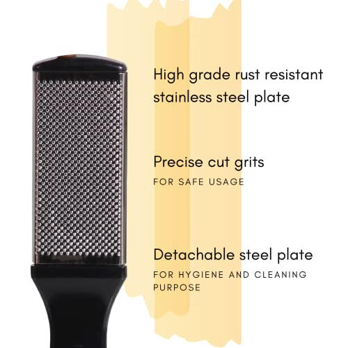 TRITON 2 in 1 Foot Scraper for Pedicure with Detachable Steel Plate n Cleaning Brush Foot Filer Scrubber for Dead Skin Removing Callus Remover, Black - Image 3