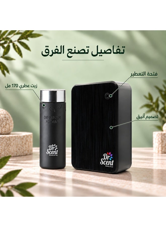 Dr Scent Essential Oil Diffuser Machine Cold Air Nano + Passion Aroma Oil Bundle 200ml Black, 170ml Lime Mandarin Rose - Image 3
