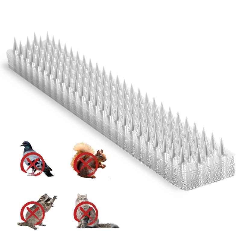 Touri 24 Pack Clear Transparent PVC Bird Spike Strips for Outside Fences and Roofs to Keep Birds, Pigeons, Cats, Squirrels, Raccoons Away and Keep Birds from Building Nest - Image 1