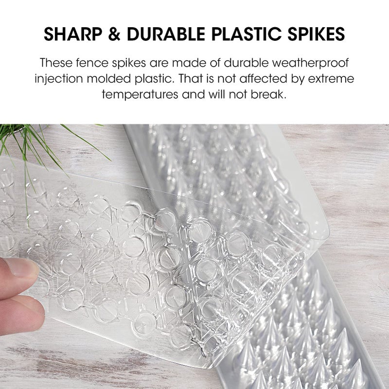Touri 24 Pack Clear Transparent PVC Bird Spike Strips for Outside Fences and Roofs to Keep Birds, Pigeons, Cats, Squirrels, Raccoons Away and Keep Birds from Building Nest - Image 3