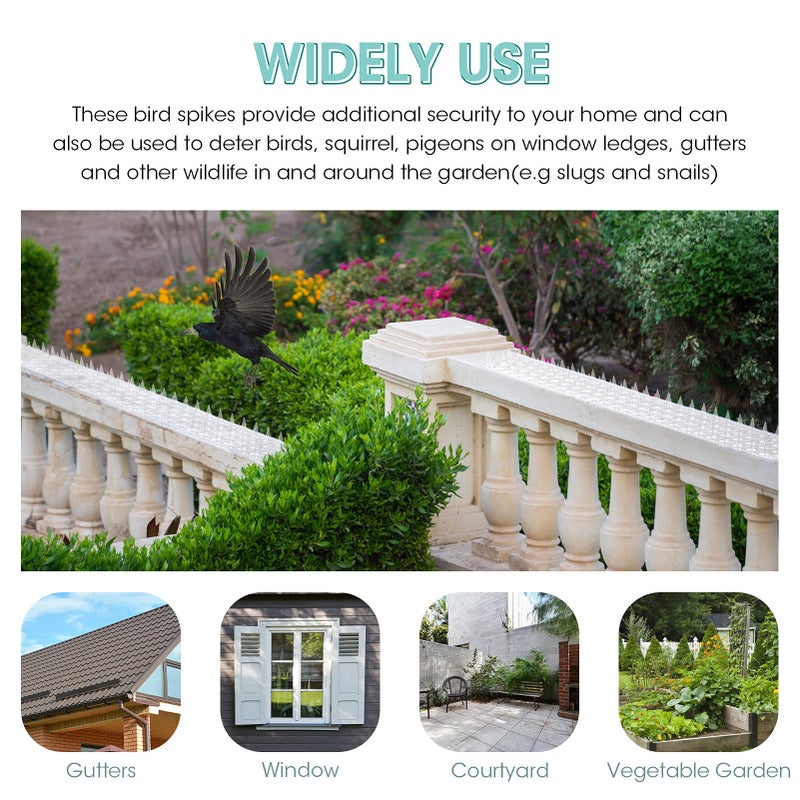 Touri 24 Pack Clear Transparent PVC Bird Spike Strips for Outside Fences and Roofs to Keep Birds, Pigeons, Cats, Squirrels, Raccoons Away and Keep Birds from Building Nest - Image 4