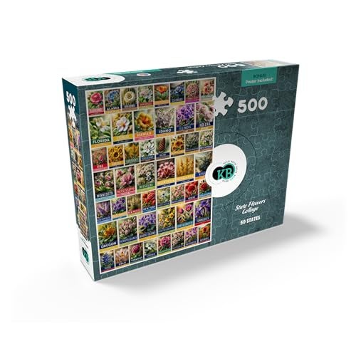 MyPuzzle.com MyPuzzle State Flowers Series 50 State Flowers Collage Vol 2 Premium 500 Piece Jigsaw Puzzle for Adults - Image 5