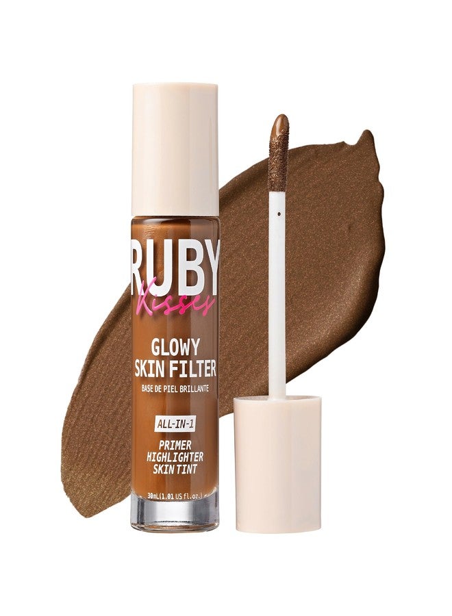 Ruby Kisses Glowy Skin Filter Foundation - All-in-1 Primer, Skin Tint & Highlighter, Hydrating Light Coverage with Squalane, Natural Dewy Finish, Luminous & Radiant Glow (Deep) - Image 1