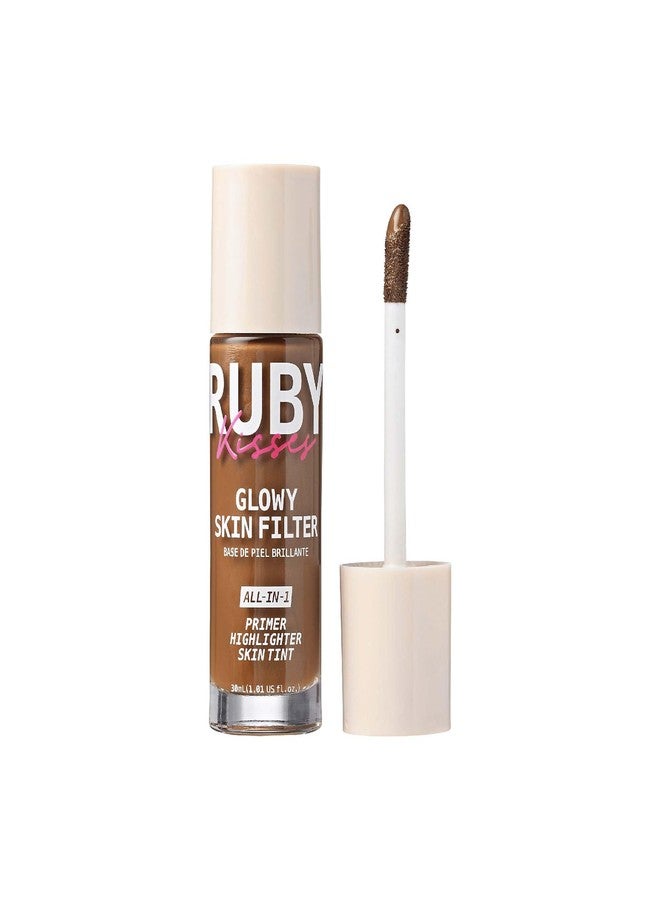 Ruby Kisses Glowy Skin Filter Foundation - All-in-1 Primer, Skin Tint & Highlighter, Hydrating Light Coverage with Squalane, Natural Dewy Finish, Luminous & Radiant Glow (Deep) - Image 2