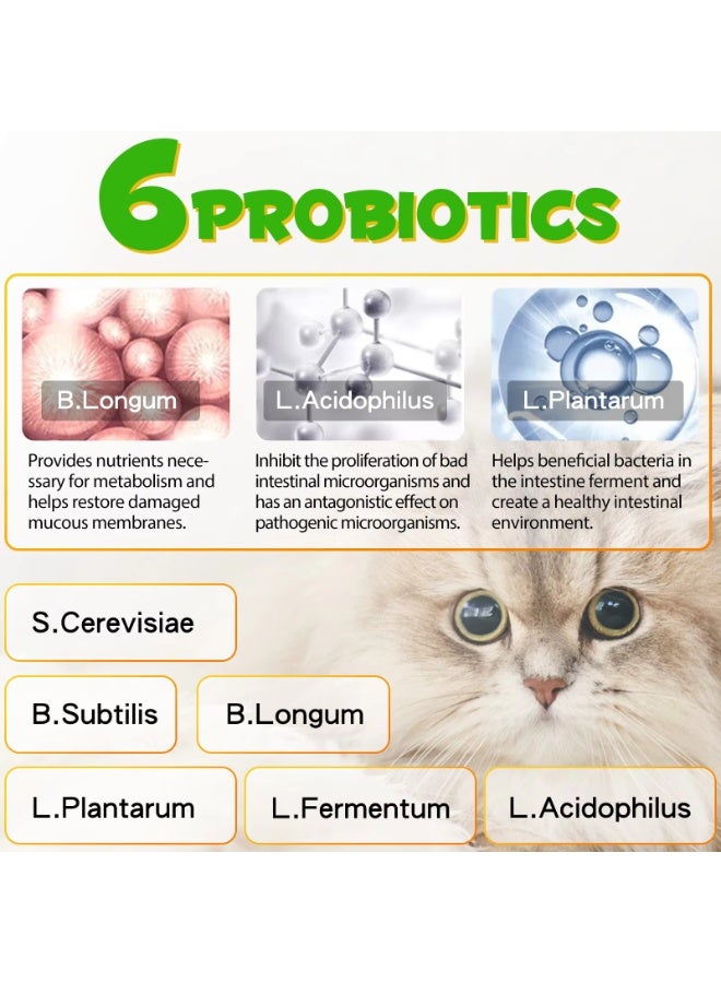Oimmal علاج الإمساك للقطط 60 مل علاج الإمساك للقطط مكملات البروبيوتيك مع 6 بروبيوتيك فيتامينات، تساعد في دعم الهضم وصحة الأمعاء، وتحسين المناعة لجميع أحجام وأعمار السلالات - Image 5