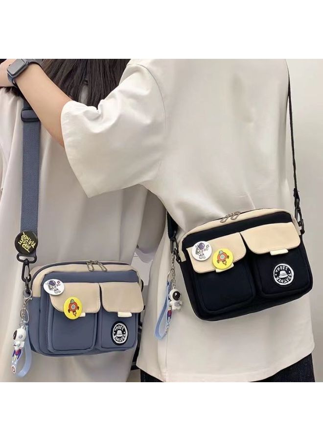Crossbody Bag Men's Shoulder Summer Mobile Phone Bag Trendy Men's All-match Backpack For Students Women's Casual Lightweight Small Satchel-Color:Pure Black - Image 2