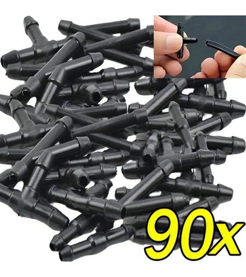 90 Pieces Car Wiper Spray Nozzle Connector T Y I Type Wiper Hose Connector For Vehicle Maintenance Automobile Cleaning Kit - Image 1