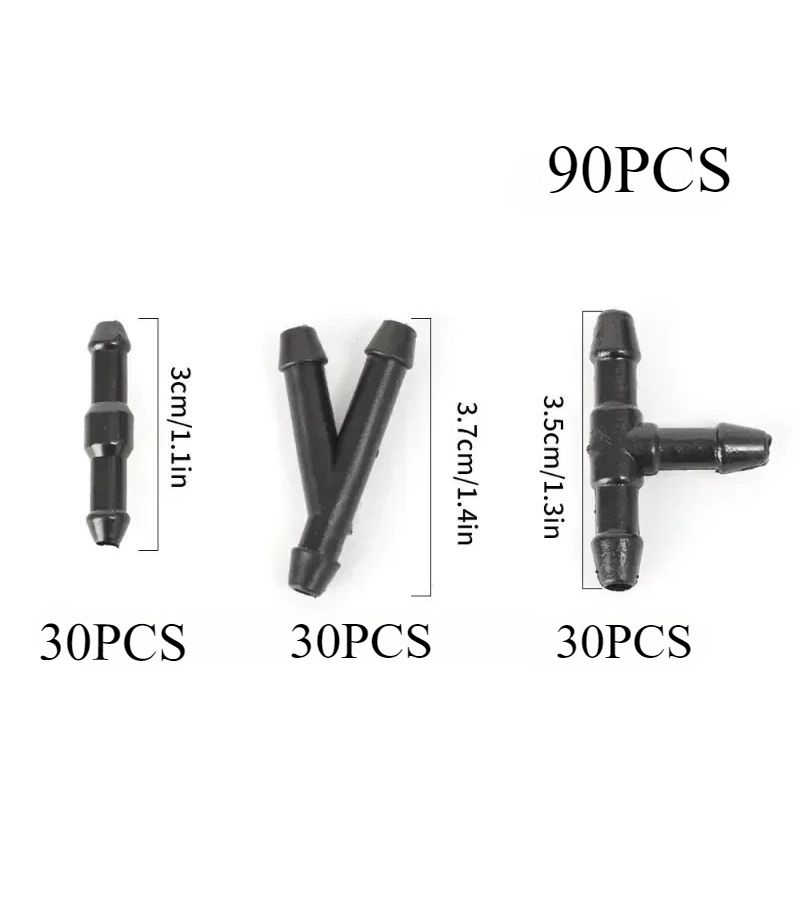 90 Pieces Car Wiper Spray Nozzle Connector T Y I Type Wiper Hose Connector For Vehicle Maintenance Automobile Cleaning Kit - Image 3