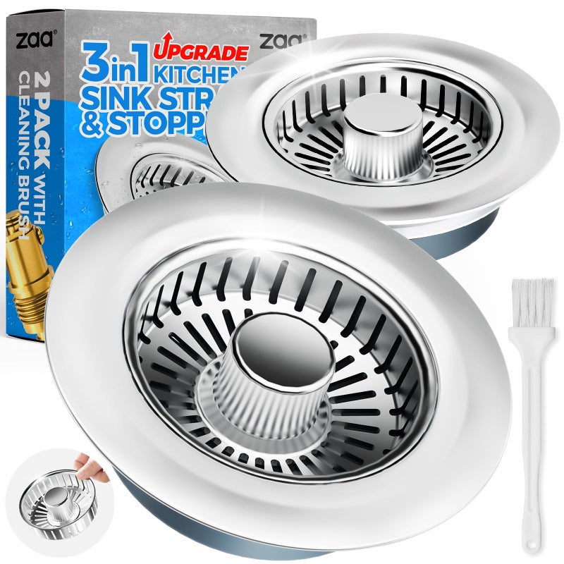 zaa Kitchen Sink Drain Strainer - Kitchen Sink Stopper,Stainless Steel Kitchen Drain Plug & Sink Installation Parts with Anti-Clogging Basket, Fit US Standard 3-1/2'' Sink Drain Hole - Image 1