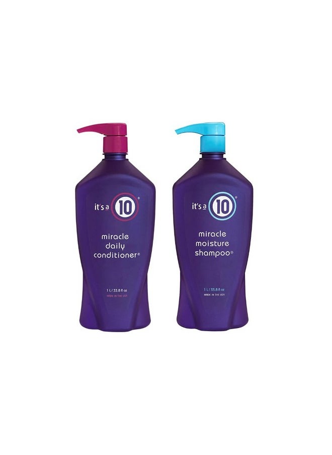 إتس تن هير كير - شامبو It's A 10 Miracle Moisture بحجم 33.8 أونصة وبلسم يومي بحجم 33.8 أونصة. - Image 1