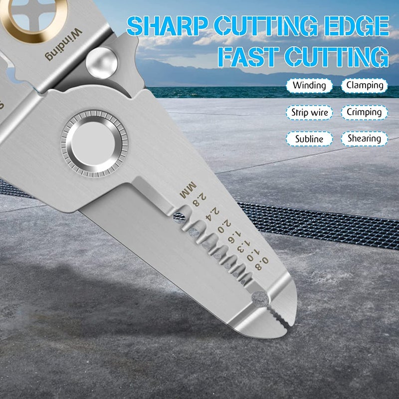 VIHM 6 in 1 Multifunctional Wire Strippers Multifunction Wire Plier ToolMultiFunctional Wire Splitting Pliers Stainless Steel Electrical Stripping Tool - Image 3