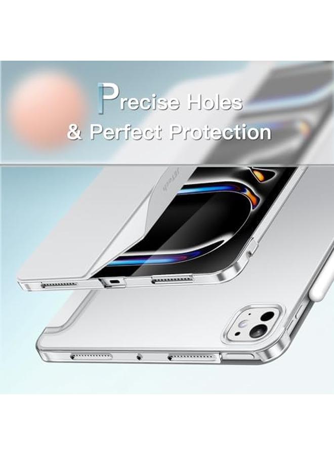 جي تيك حافظة لجهاز ايباد برو 11 انش M4 2024 رفيعة مع حامل خلفي صلب وغطاء ذكي مع خاصية الاستيقاظ التلقائي باللون الفضي - Image 3