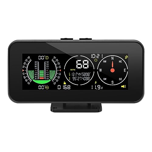 MAIMEIMI Car Inclinometer Angle Slope Meter Digital HUD GPS Level Tilt Meter MAIMEIMI, Real-time Multifunctional Vehicle tilt, Pitch Angle, Speed with Dashboard Compass Display for 11.5-30V Off-Road Vehicles - Image 1
