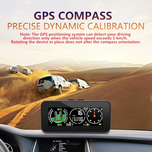 MAIMEIMI Car Inclinometer Angle Slope Meter Digital HUD GPS Level Tilt Meter MAIMEIMI, Real-time Multifunctional Vehicle tilt, Pitch Angle, Speed with Dashboard Compass Display for 11.5-30V Off-Road Vehicles - Image 5