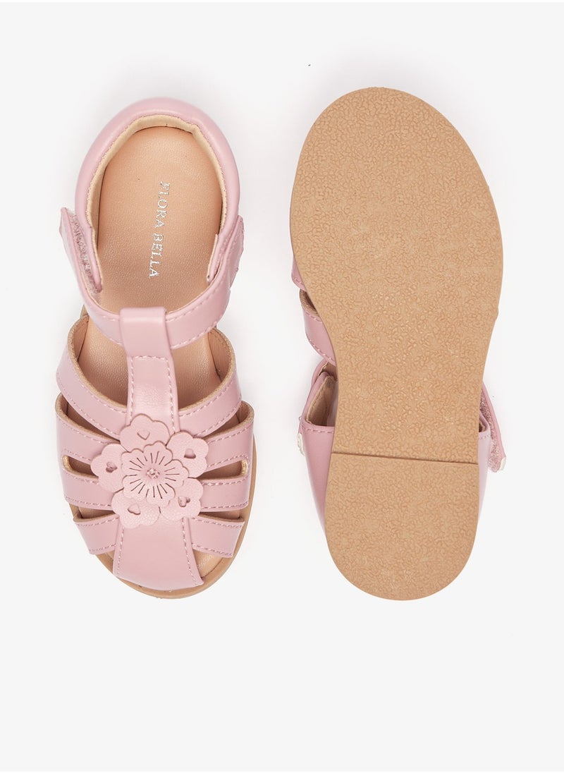 Flora Bella By Shoexpress - Girls Applique Detail Sandals with Hook and Loop Closure - Image 1