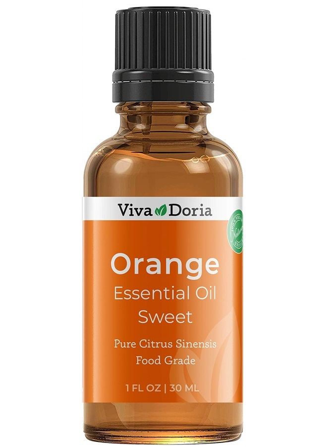 Viva Doria 100% Pure Sweet Orange Essential Oil, Undiluted, Food Grade, USA Orange Oil, 30 mL (1 Fl Oz)