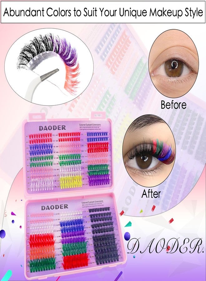DAODER Lash Clusters With Colored Lashes, 6 Styles Fluff Eyelash Clusters Mixed, 9 Colors Cluster Eyelash Extensions D Curl for Halloween Cosplay Costume Makeups 8-16MM 600pcs(9 Color Lash Only) - Image 4