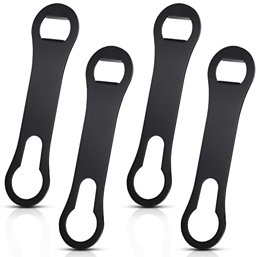 Remerry 4 Pcs Bottle Opener and Pour Spout Remover Flat Bar Key Stainless Steel Bar Speed Opener for Wine Bottle Double Ended Beer Bartenders Kitchen (Black) - Image 1