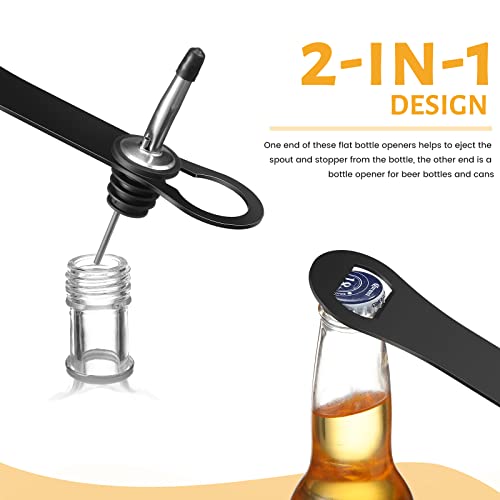 Remerry 4 Pcs Bottle Opener and Pour Spout Remover Flat Bar Key Stainless Steel Bar Speed Opener for Wine Bottle Double Ended Beer Bartenders Kitchen (Black) - Image 3