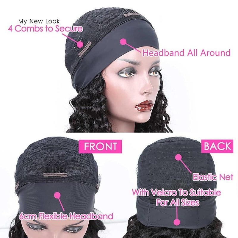 Smoothair Headband Wig Human Hair Kinky Curly Headband Wigs for Black Women Human Hair Wigs Glueless 18 Inch None Lace Front Wigs Brazilian 150% Density - Image 5