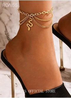 roaiss Snake Anklet Bracelet Extension Chain Dainty Alloy Foot Jewelry for Women Girls Perfect Gift for Birthday Valentine's Day Golden  - Image 1