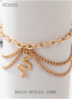 roaiss Snake Anklet Bracelet Extension Chain Dainty Alloy Foot Jewelry for Women Girls Perfect Gift for Birthday Valentine's Day Golden  - Image 2