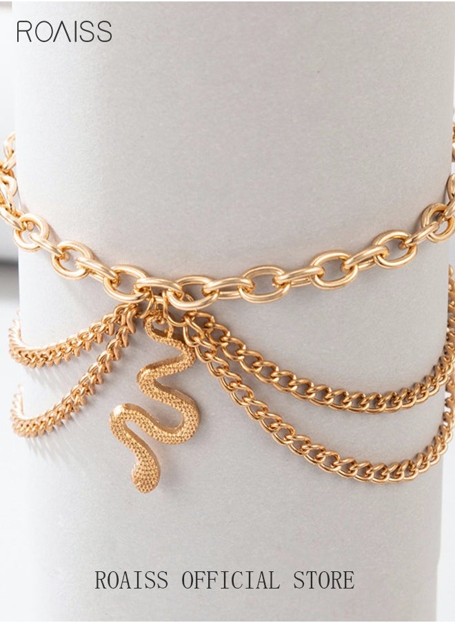 roaiss Snake Anklet Bracelet Extension Chain Dainty Alloy Foot Jewelry for Women Girls Perfect Gift for Birthday Valentine's Day Golden  - Image 2