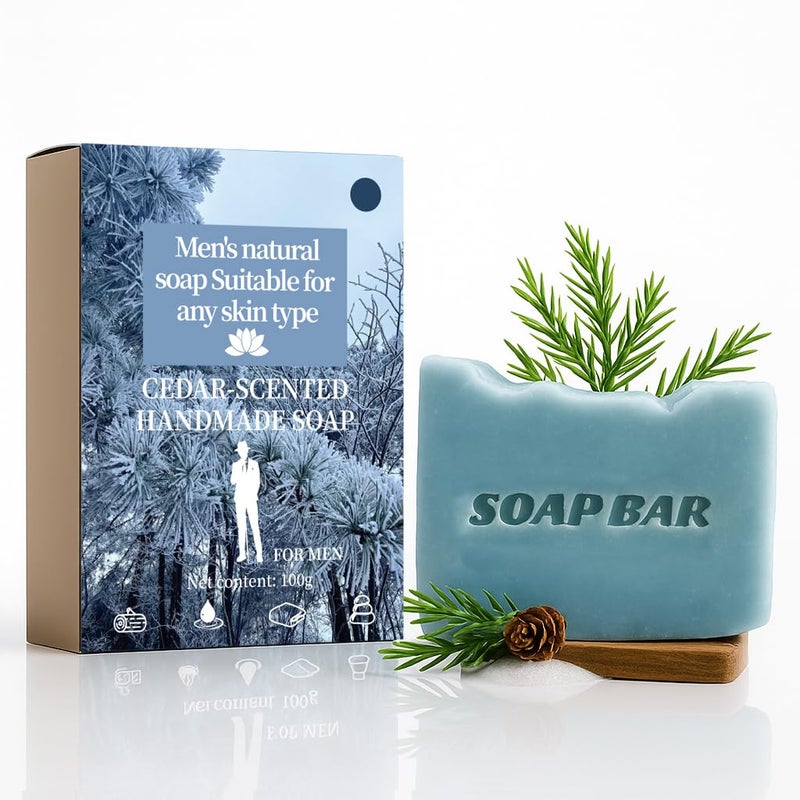 APPTI Natural Soap for Men Soap Bar with Essential Oils Cold Pressed Bar Soap for Men Nourishing Mens Bar Soap Cedar - Image 1