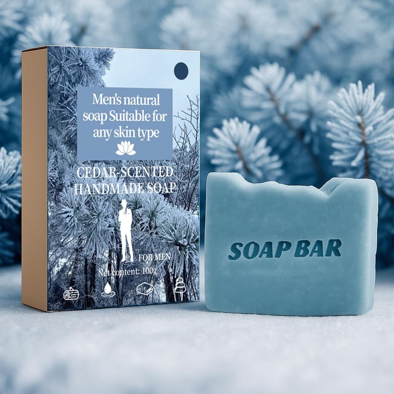 APPTI Natural Soap for Men Soap Bar with Essential Oils Cold Pressed Bar Soap for Men Nourishing Mens Bar Soap Cedar - Image 3