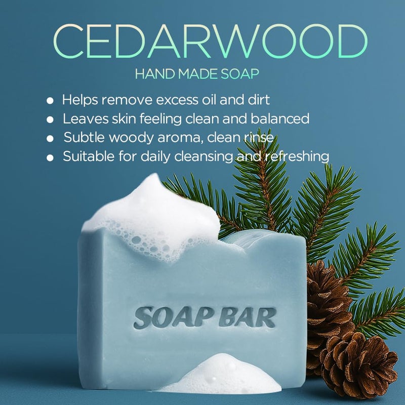 APPTI Natural Soap for Men Soap Bar with Essential Oils Cold Pressed Bar Soap for Men Nourishing Mens Bar Soap Cedar - Image 2