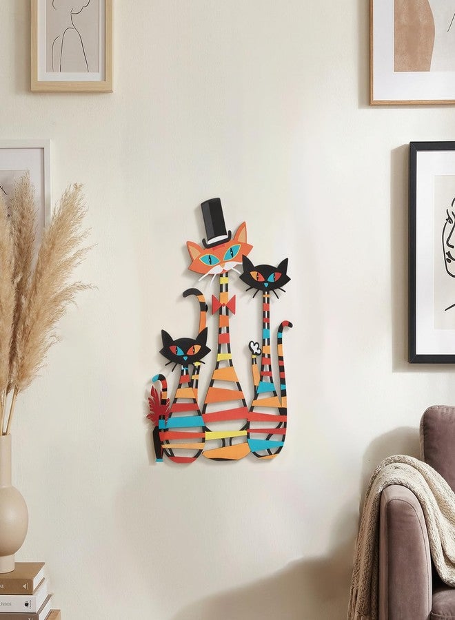 WOPARTY Metal Wall Art Cats Decor, 15.5 x 12.2 Inch Colorful Laser Cut Cat Silhouettes, Modern Wall Sculpture with Mounting Hardware, 0.2 Inch Offset - Image 5