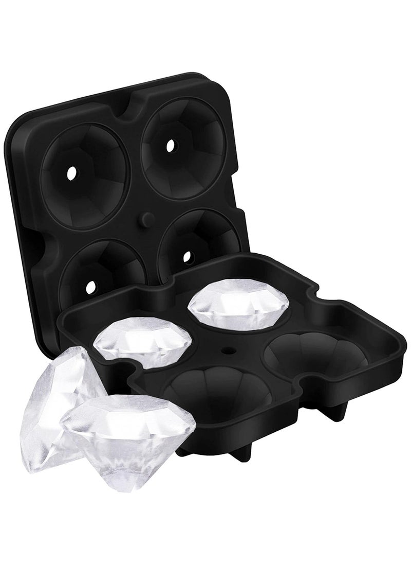 NQOOH - 3 Ice Cube Tray Set - Silicone Ice Cube Tray with Lid - Circle, Diamond & Skull Shaped, Easy Fill & Release Ice Maker - Great for Parties & Events - Image 1