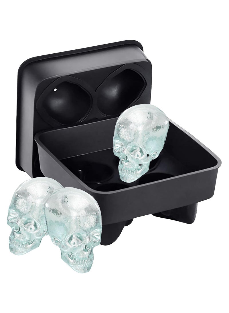 NQOOH - 3 Ice Cube Tray Set - Silicone Ice Cube Tray with Lid - Circle, Diamond & Skull Shaped, Easy Fill & Release Ice Maker - Great for Parties & Events - Image 1