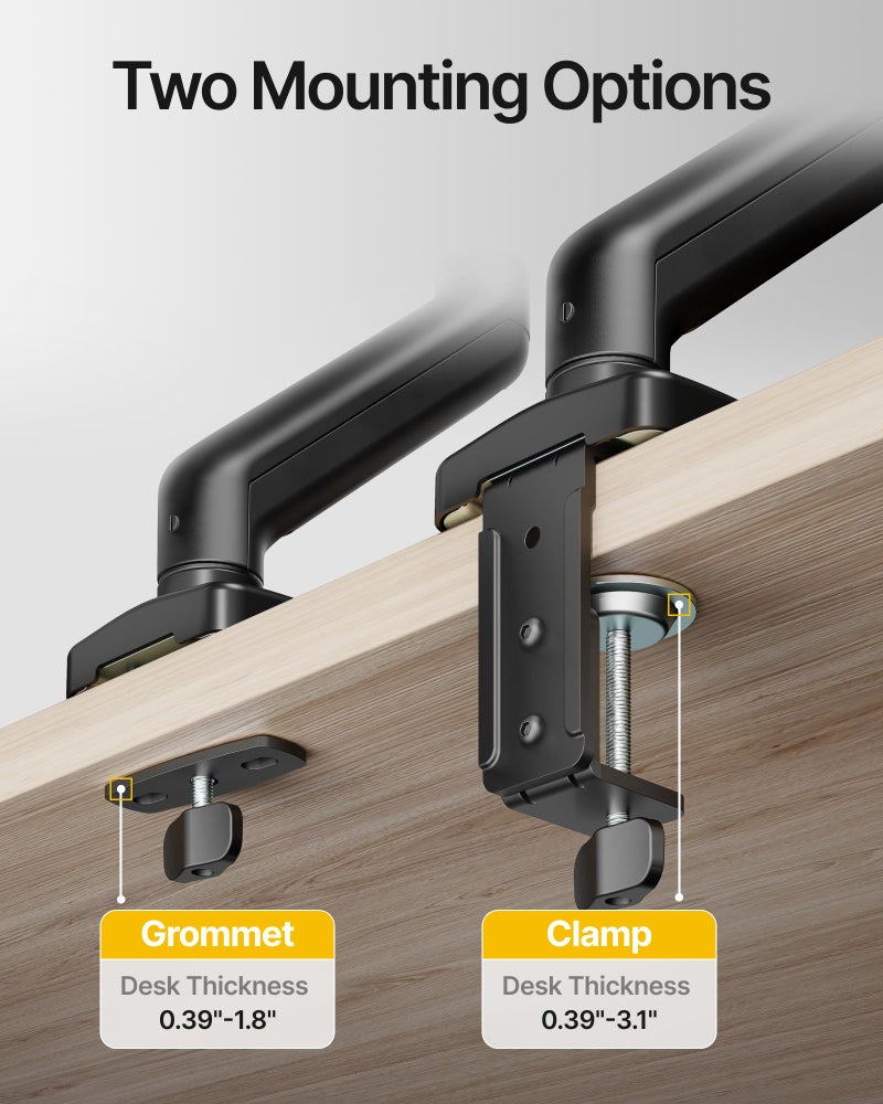 monTEK Laptop Arm Mount for Desk, 2-in-1 Monitor & Laptop Stand with Adjustable Laptop Tray, Fits Max 18" Notebook and 32" Screen, Aluminum Single Monitor Holder with VESA 75/100, Clamp/Grommet, Black - Image 3