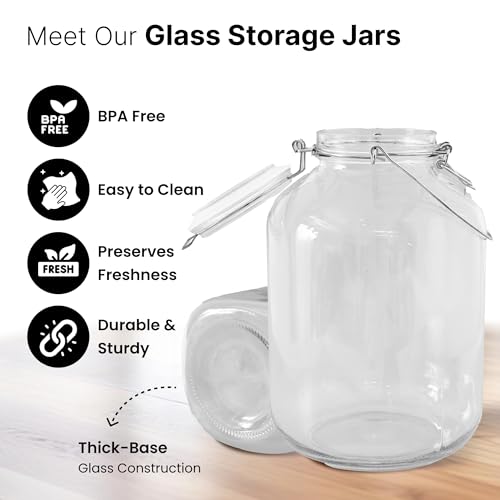 UMAI Glass Jar for Kitchen Storage | 1500ml | Mason Jar with Buckle Lid and Wide mouth | Multipurpose Airtight Glass Container with Stainless Steel Handle and Rubber Gasket | Transparent | - Image 3