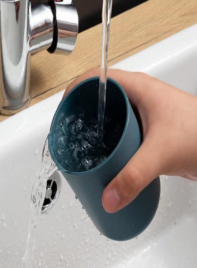 RabyLeo Simple Student Dormitory Plastic Toothbrush Cup Couple wash 2-Piece Set Solid Color Cups 300ml (10 oz) (Dark Blue & Light Blue) - Image 5
