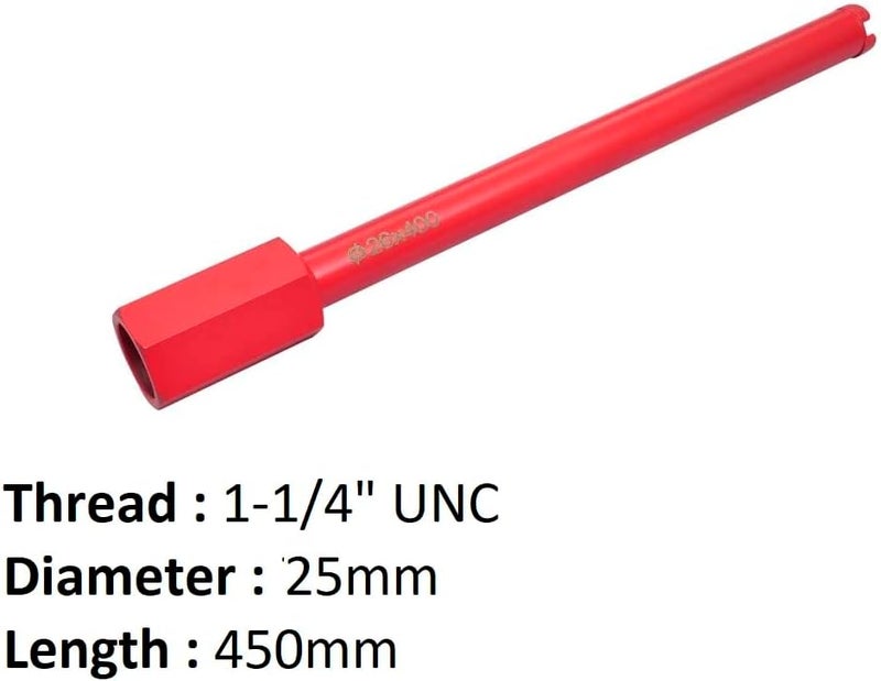 AQ AQSON بت الماس AQSON للخرسانة، بلاط رطب/جاف، حجر، طوب، ورخام - قطر 25 مم، طول 450 مم، أسنان قطع 10 مم، أحمر - Image 2