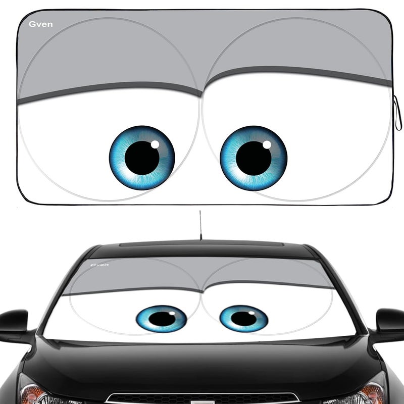 Güvenç Gven Windshield Sun Shade, 2025 Car Sun Shade Windshield for Front Window Funny Automotive Interior Cover Sun Visor Protector Blocks UV Rays Foldable 240T Keep Your Vehicle Cool(Eyes-Grey, L) - Image 1
