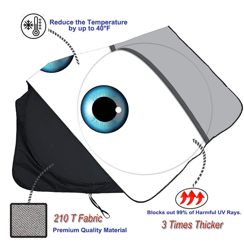 Güvenç Gven Windshield Sun Shade, 2025 Car Sun Shade Windshield for Front Window Funny Automotive Interior Cover Sun Visor Protector Blocks UV Rays Foldable 240T Keep Your Vehicle Cool(Eyes-Grey, L) - Image 5