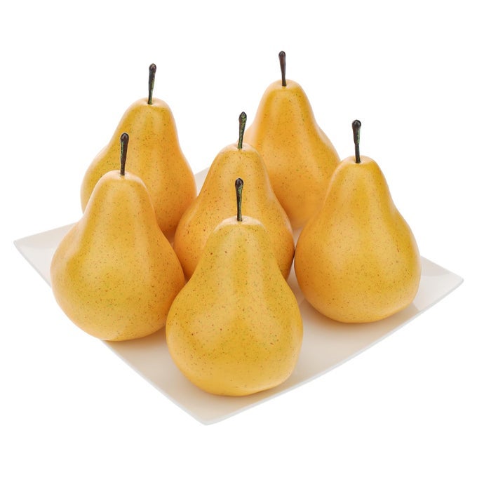 6pcs Artificial Pear Decoration Fake Fruit Lifelike Simulation Food Home Party Kitchen Photography Props
