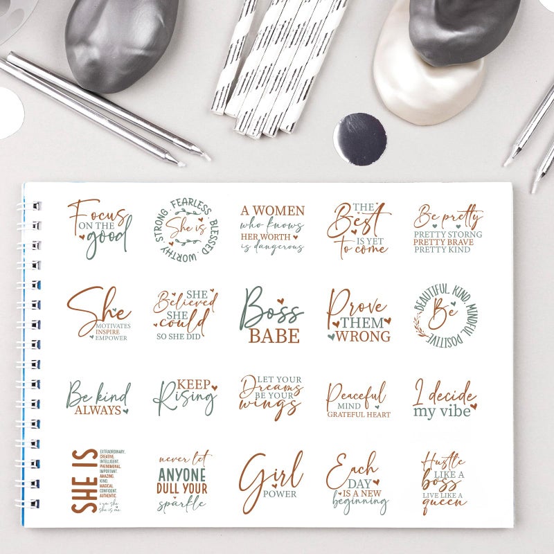 AFRITEE Uv Dtf Cup Wraps - 30 Sheets Strong Women Inspirational Quotes Uv Dtf Stickers For 16 Oz Glass  Bekind Always Motivational Quotes Transfer Sticker Diy Water Bottle Journal Decoration Gift For Girl - Image 2