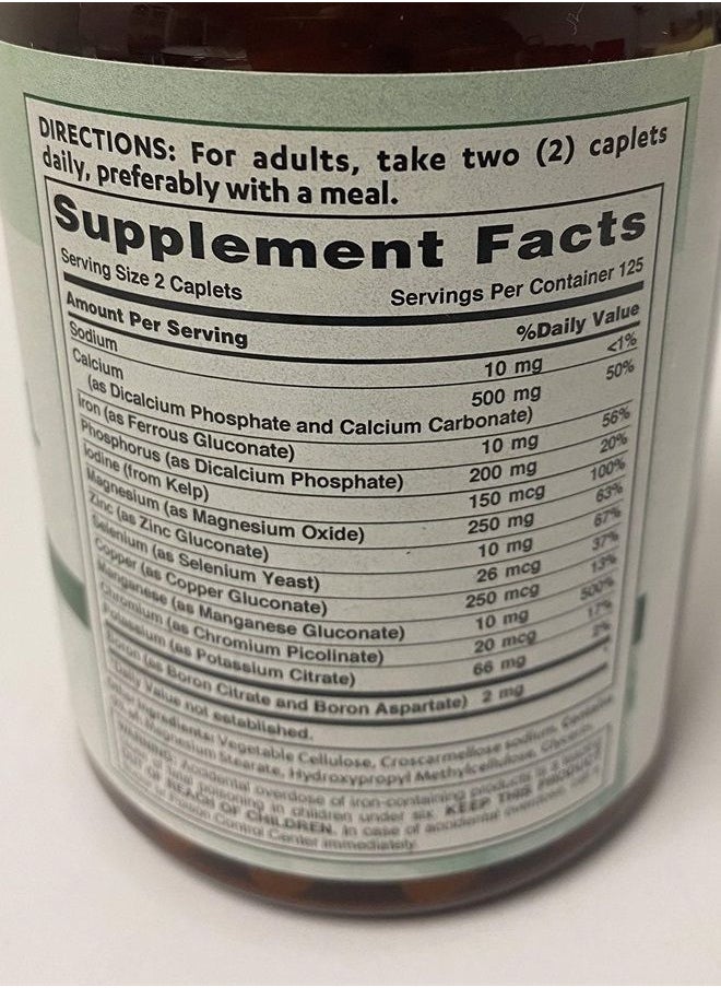 VITAMIN WORLD - Super Chelated Multi - MineralsBalanced Mineral Support 250 Coated caplets - Image 1