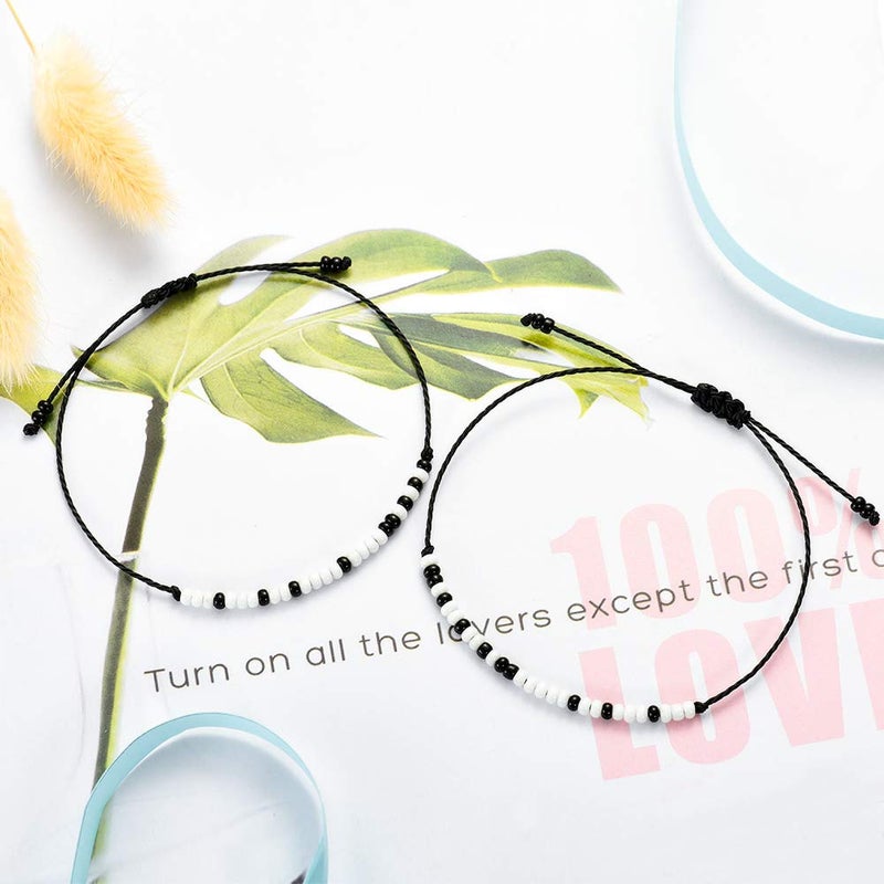 Tarsus مجموعة أساور الأزواج Tarsus Pinky Promise، مجوهرات مورس لعيد الحب، هدايا للصديقة أو الصديق أو لها - Image 4
