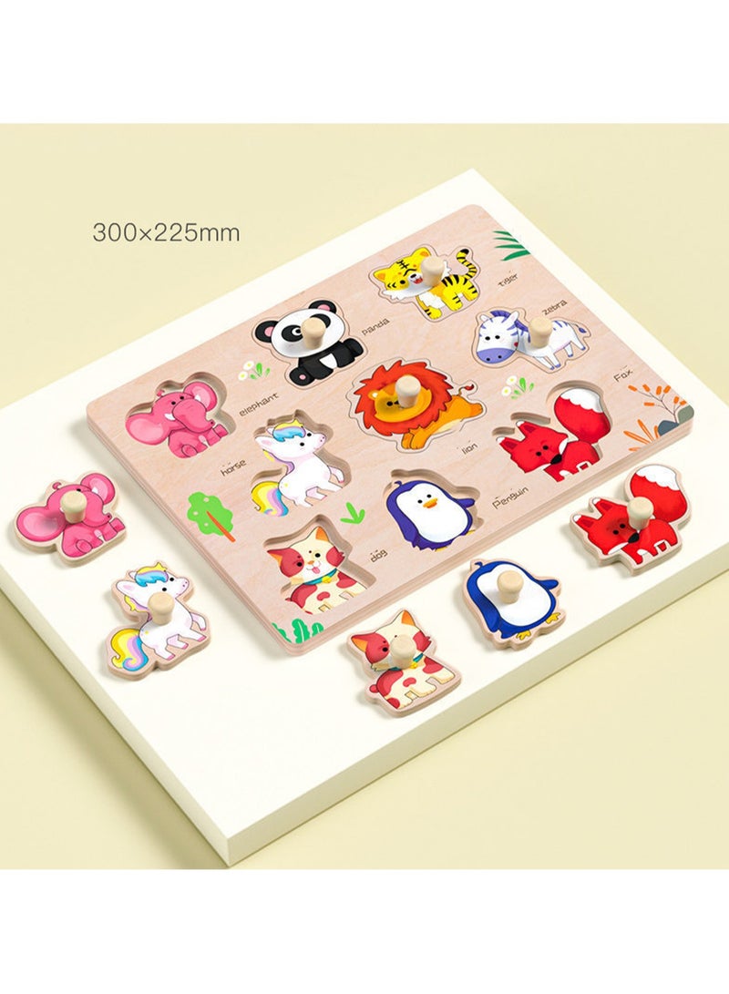 30cm Hand-Grabbing Animal Panels With Handles Wooden Jigsaw Puzzle Toys For Kids Ages 1-3, Children'S Fine Motor Skills Learning Education, Ideal Gift For Boys And Girls Ages 1-2-3 - Image 2