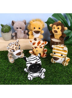 Elcoho 14 Pieces Safari Mini Jungle Animal Plush Toys Small Stuffed Forest Animals Plush Toys 3.75 Inch Keychain Decorations For Animal Themed Parties Goody Bags Filler Favors (Sitting)  - Image 1