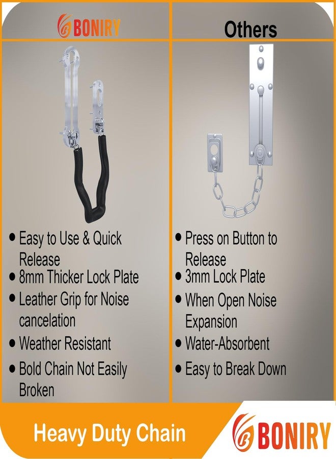 Boniry Door Chain | Chain Lock for Main Door | Premium Heavy Duty Latch | Safety Lock for Kids (Silver) - Image 5